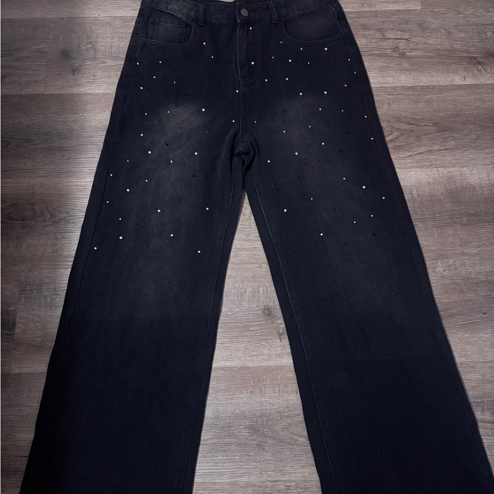 Forever 21 Black Flare Jeans with Stud Accents